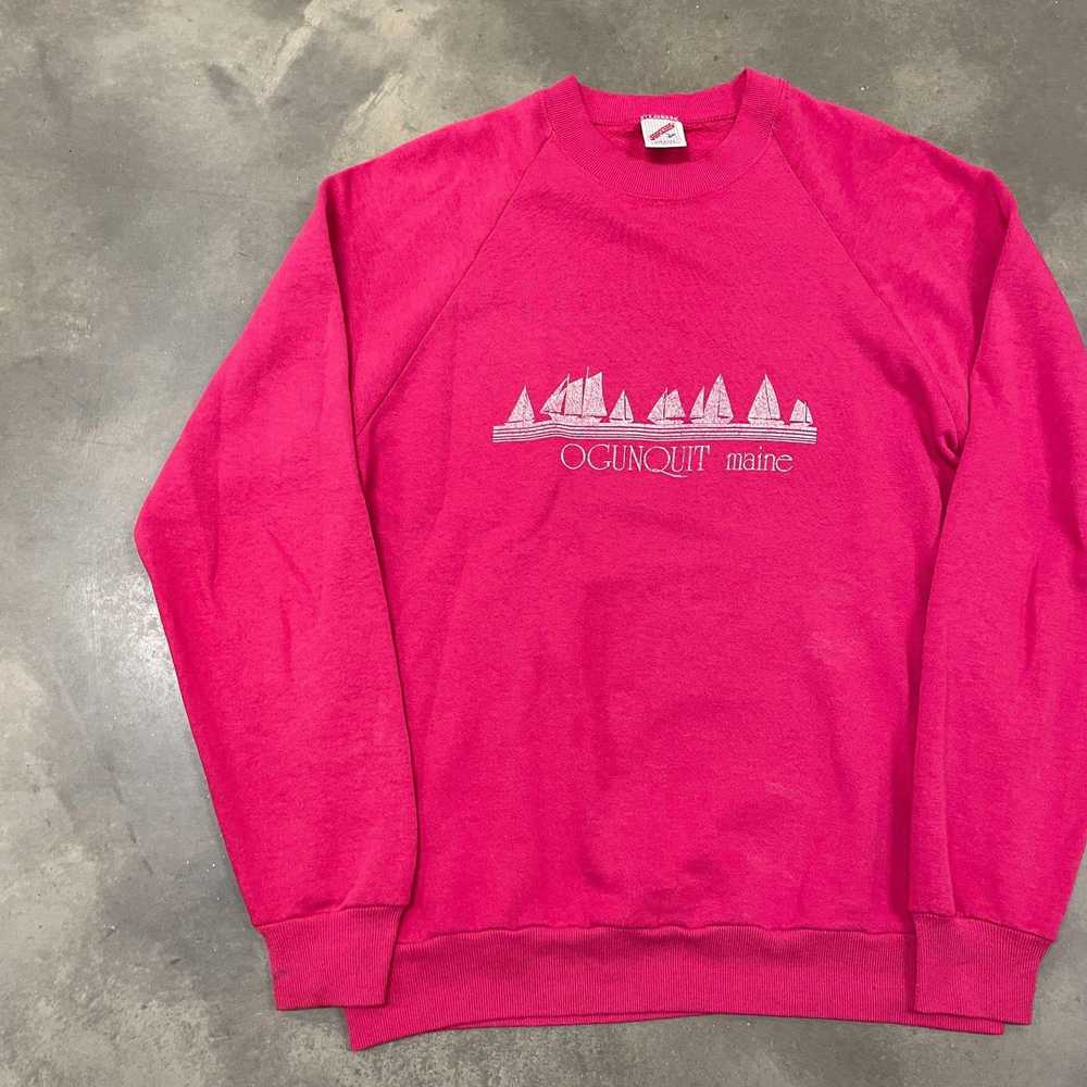 Vintage 80s VTG Pink Maine Raglan Crewneck Sweats… - image 2