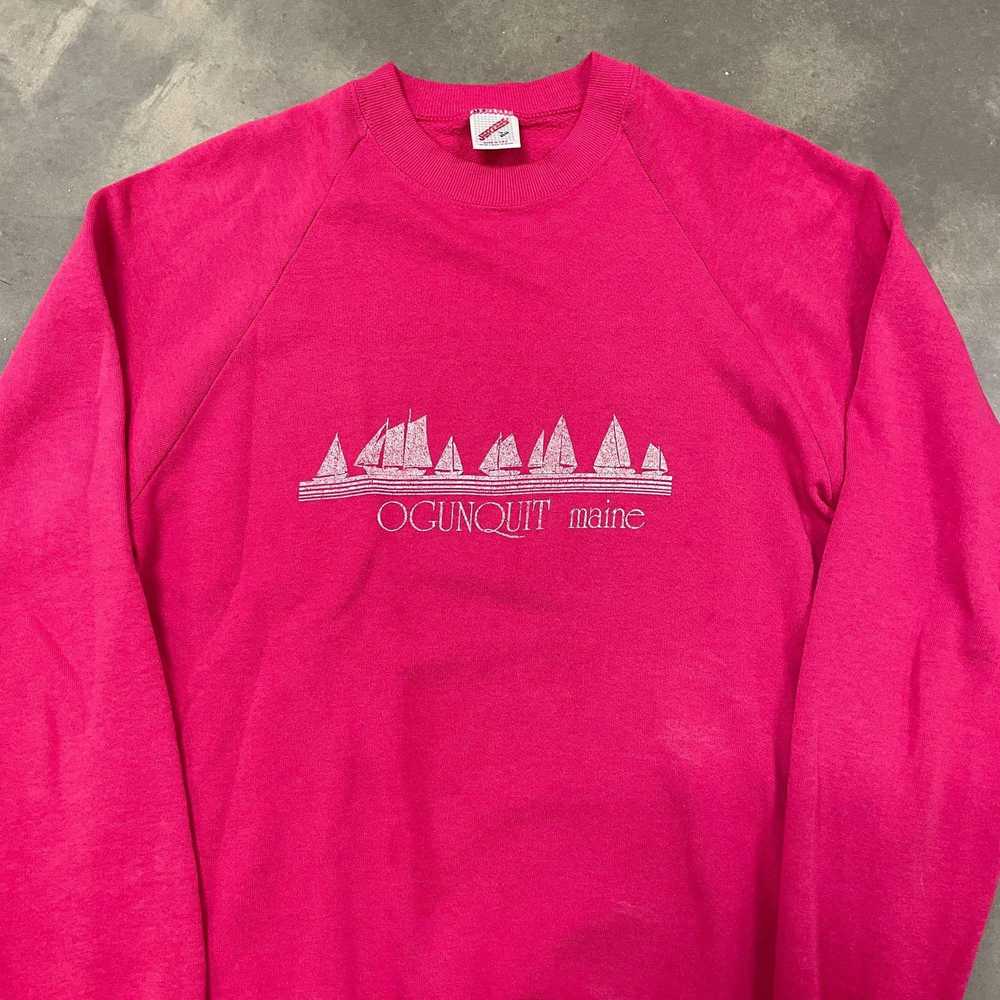 Vintage 80s VTG Pink Maine Raglan Crewneck Sweats… - image 3