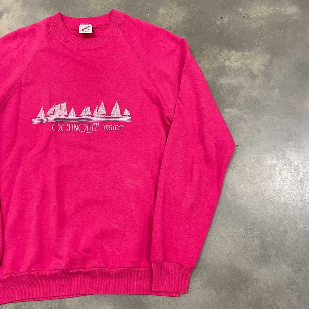 Vintage 80s VTG Pink Maine Raglan Crewneck Sweats… - image 4