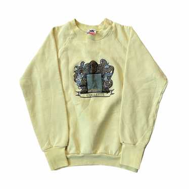 Vintage 80s Faded Yellow 'Collette' Sweatshirt S … - image 1