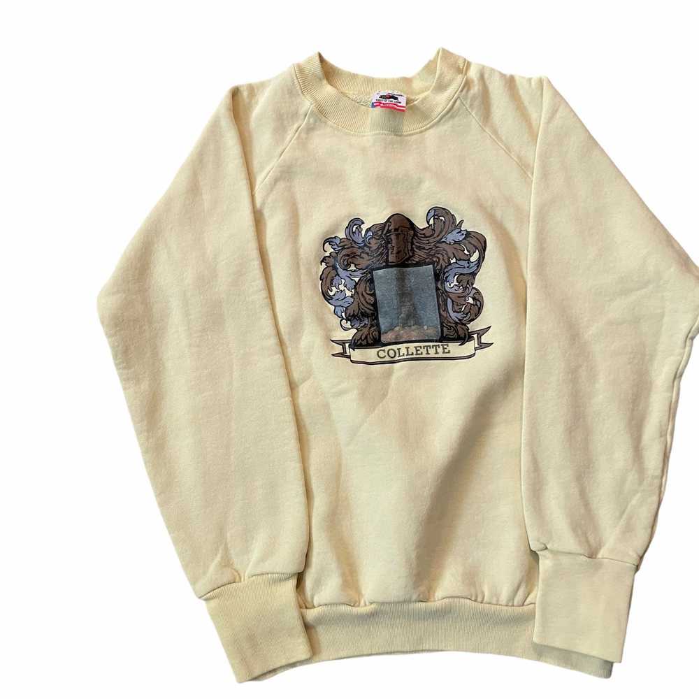 Vintage 80s Faded Yellow 'Collette' Sweatshirt S … - image 2