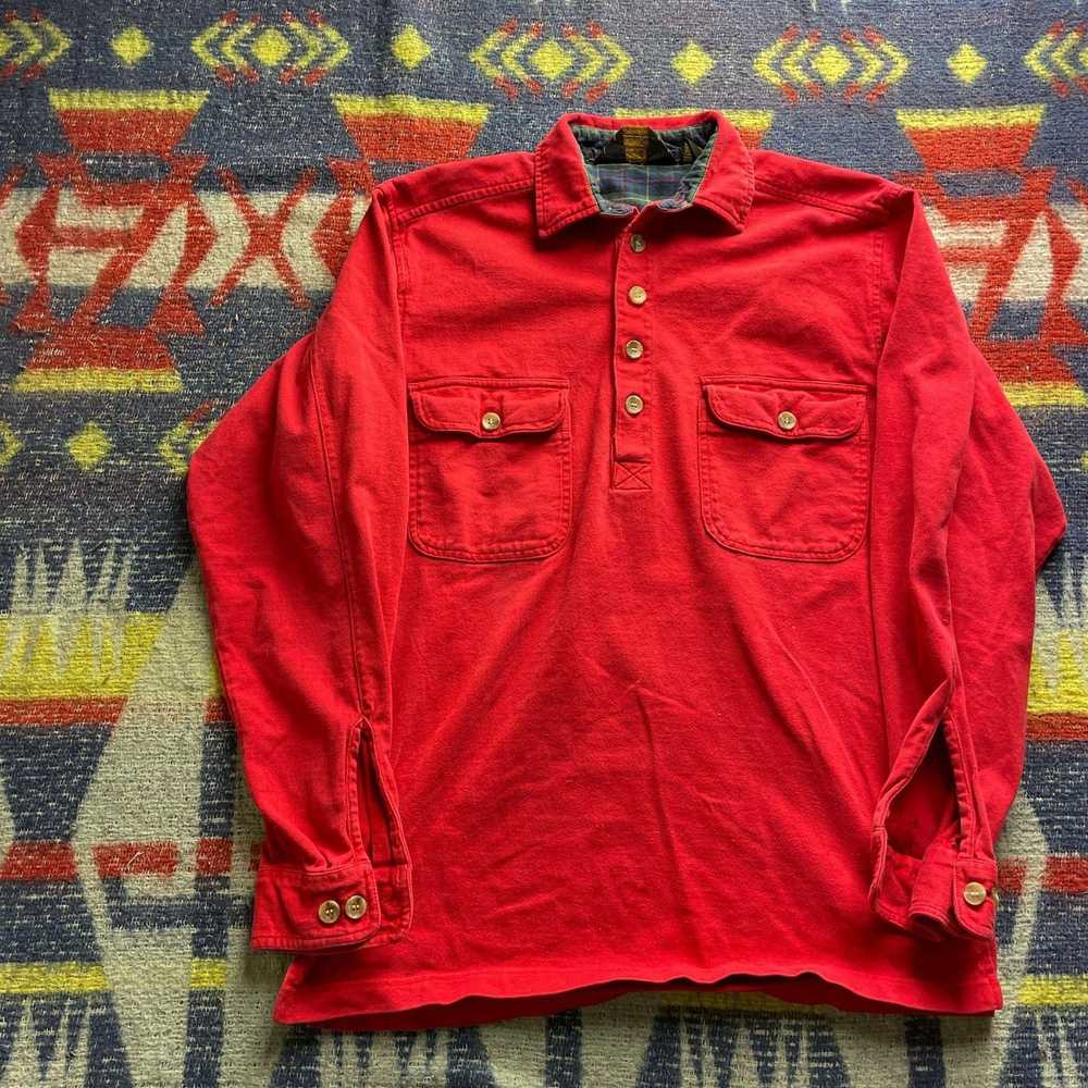 Vintage 80s Vtg Eddie Bauer Cotton Red Polo Shirt… - image 2