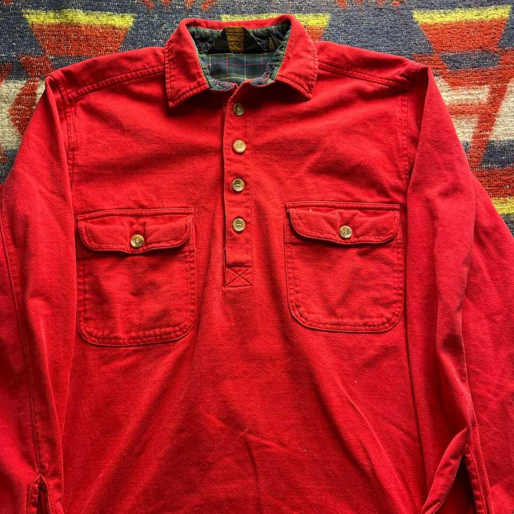 Vintage 80s Vtg Eddie Bauer Cotton Red Polo Shirt… - image 3