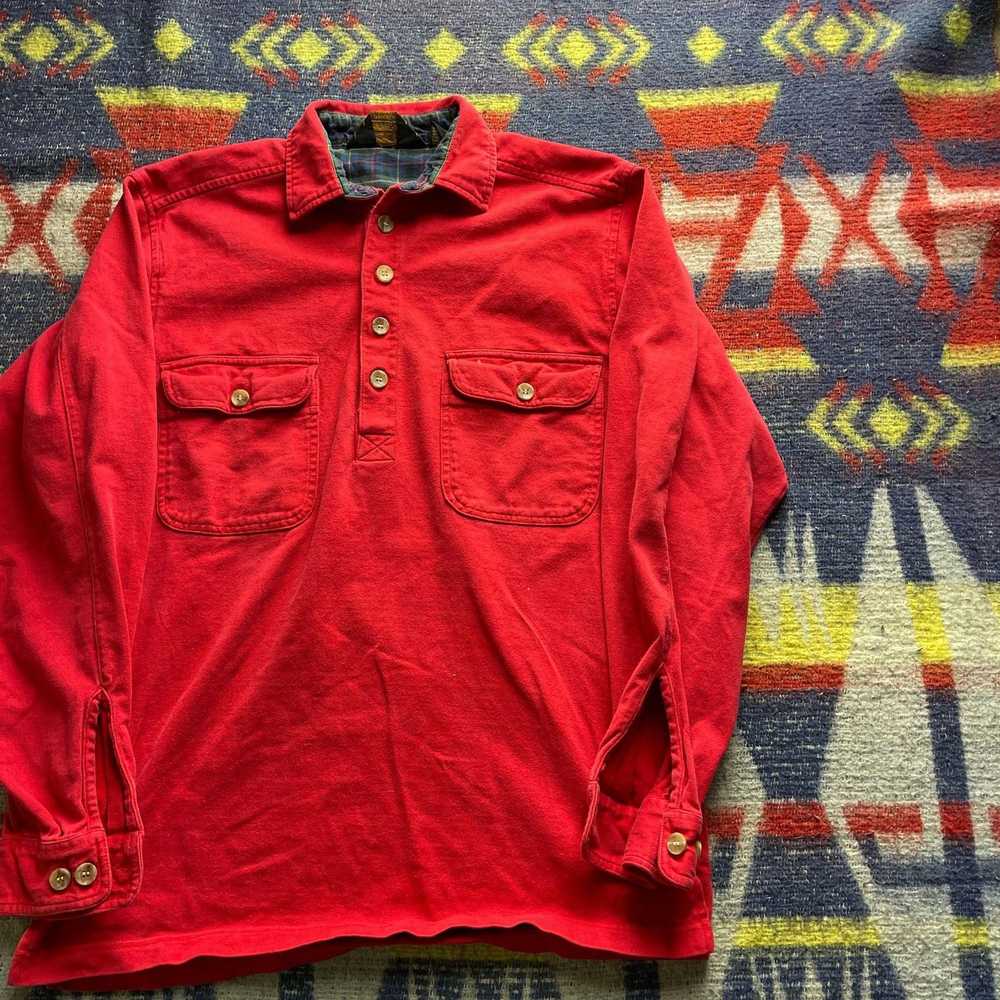 Vintage 80s Vtg Eddie Bauer Cotton Red Polo Shirt… - image 4