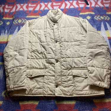 Vintage 70s Vintage Beige Nylon Quilted Poly Fill… - image 1