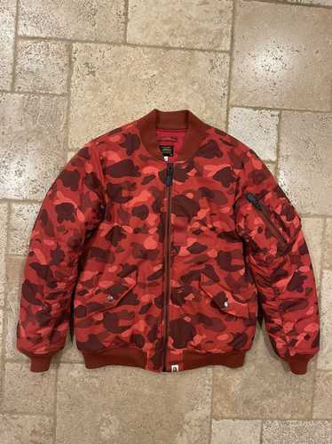 Bape Bape Red Camo MA-1 Bomber Jacket