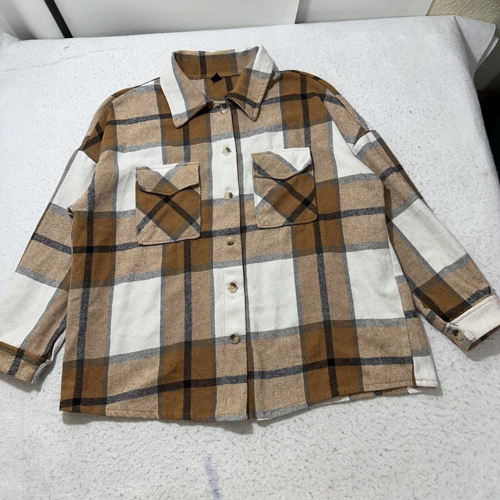 Shein Shein Curve 2XL Button Up Plaid Shirt Shack… - image 1