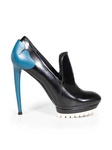 Kenzo Black Leather Platform Collared Pumps