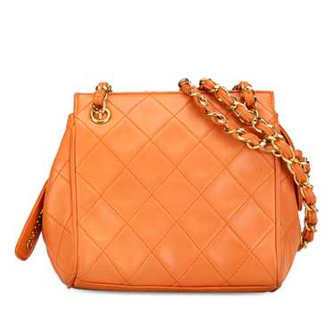 Orange Chanel CC Quilted Calfskin Chain Shoulder … - image 1