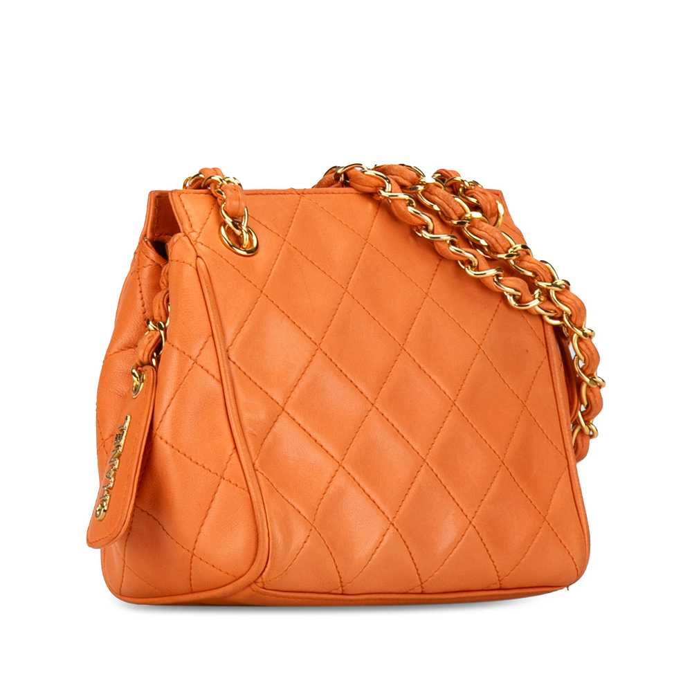 Orange Chanel CC Quilted Calfskin Chain Shoulder … - image 2