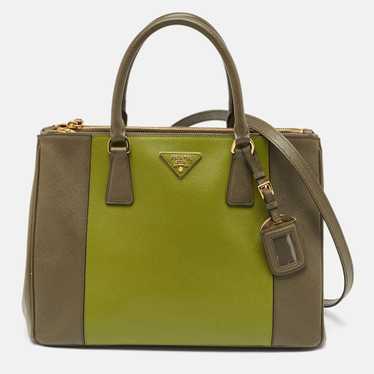 PRADA Two Tone Green Saffiano Lux Leather Medium … - image 1