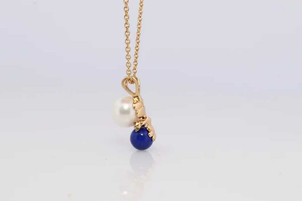 Tiffany and Co Pearl Diamond Lapis Pendant. 18k T… - image 3