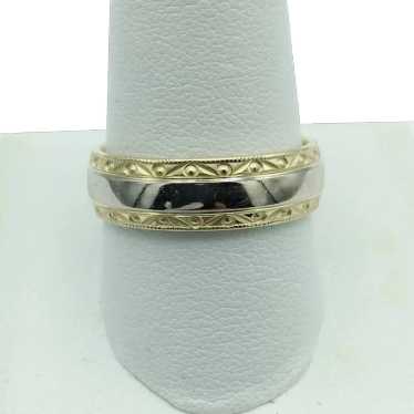 18K White & Yellow Gold Wedding Band