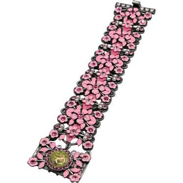 MX Signature Enamel Flowers Bracelet Pink Vintage 