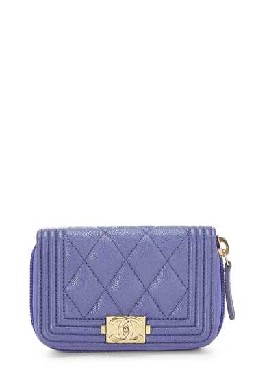 Purple Quilted Caviar Boy Zip Around Coin Purse - image 1