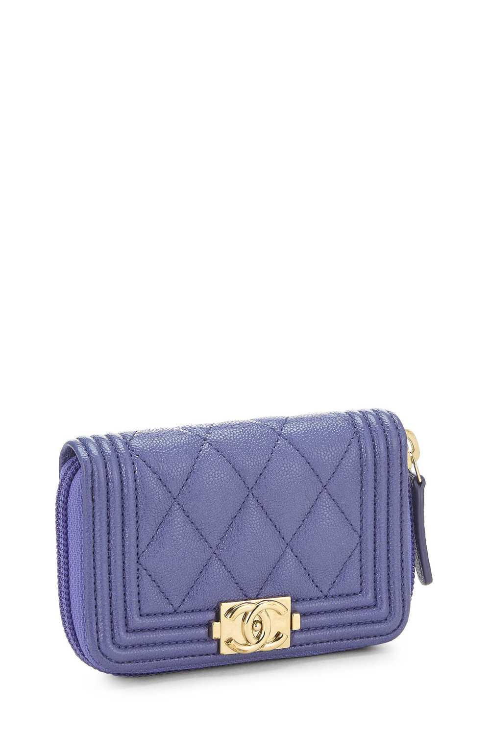 Purple Quilted Caviar Boy Zip Around Coin Purse - image 2