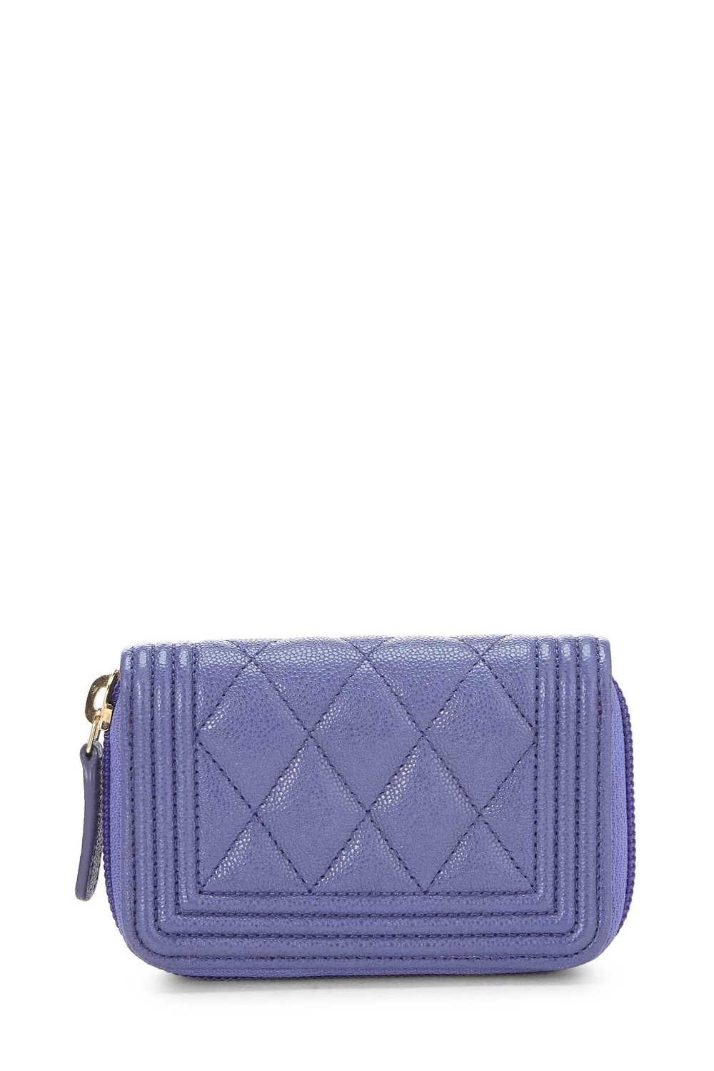 Purple Quilted Caviar Boy Zip Around Coin Purse - image 3