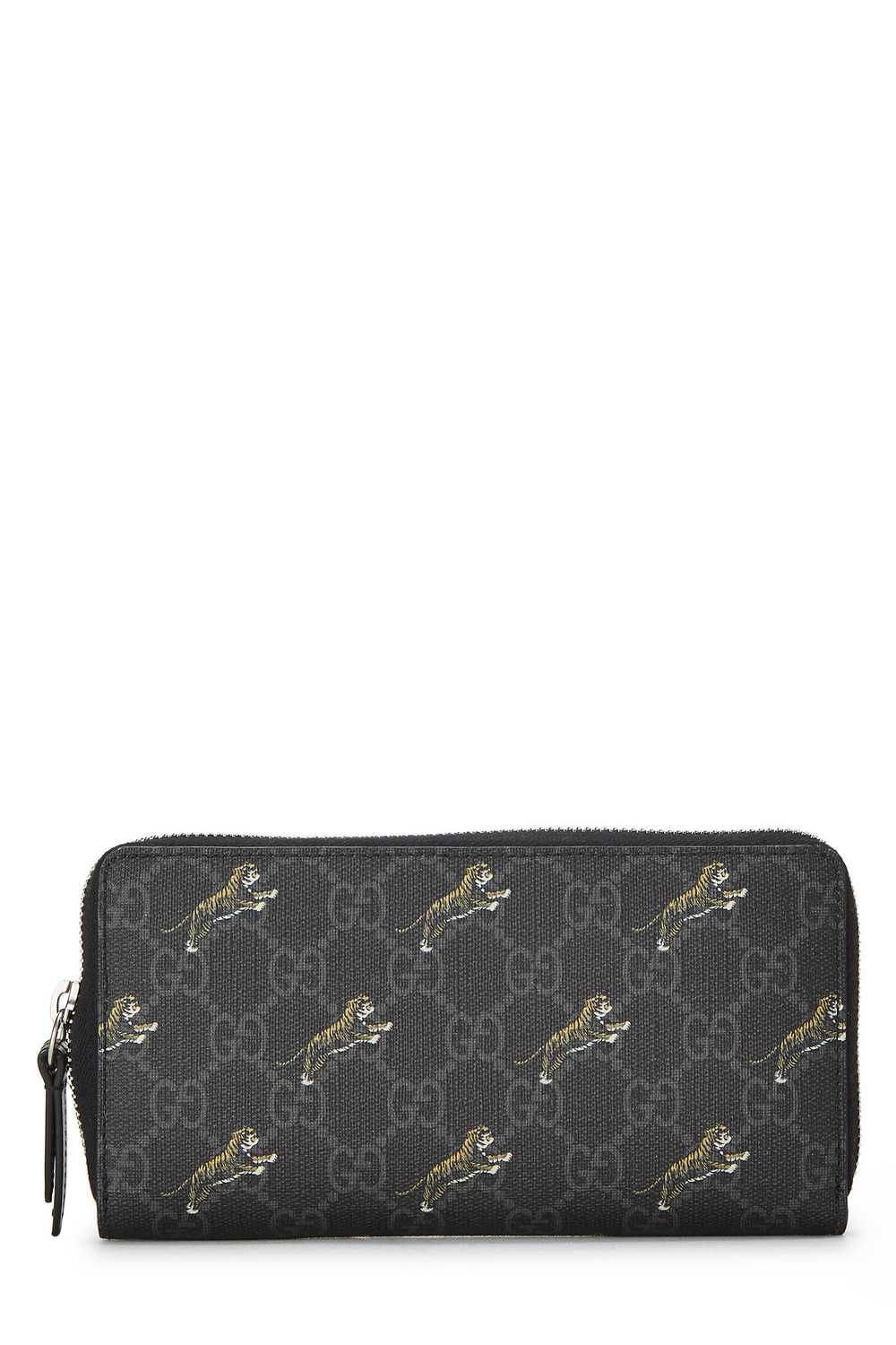 Black GG Supreme Canvas Tiger Zip Around Wallet - image 1