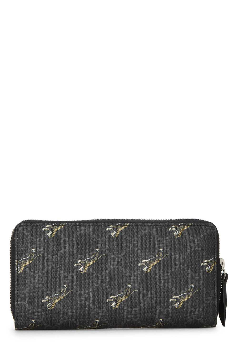 Black GG Supreme Canvas Tiger Zip Around Wallet - image 3