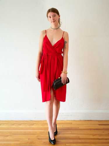 Vintage 1970s/80s Basha E New York Red Silk Disco… - image 1