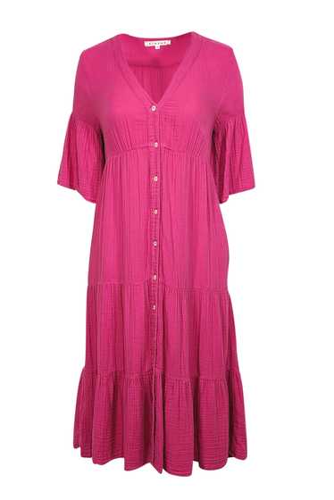 Xirena - Lipstick Pink Tiered Gauze Midi Dress Sz… - image 1