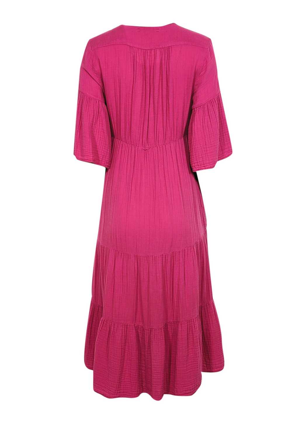 Xirena - Lipstick Pink Tiered Gauze Midi Dress Sz… - image 3