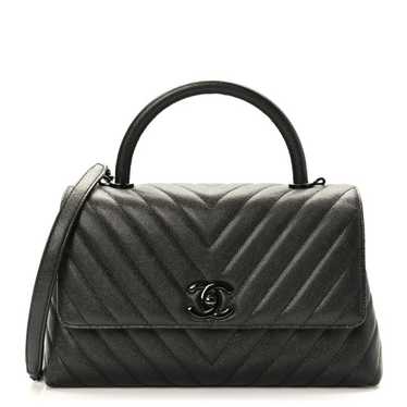 CHANEL Caviar Chevron Quilted Small Coco Handle F… - image 1