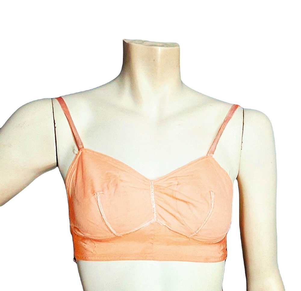 Original 1930s Deco Vintage Peach Rayon Soft Cup … - image 1