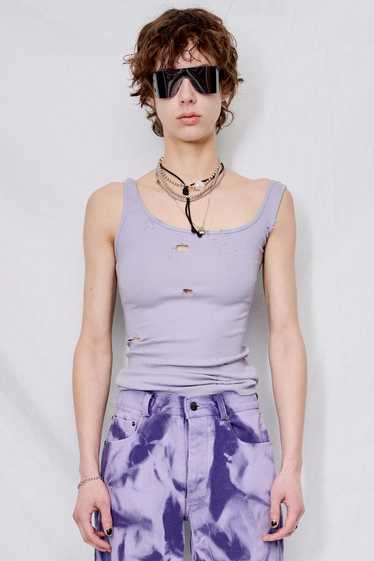 Vintage Lilac Distressed Ribbed Jersey Asymmetric 