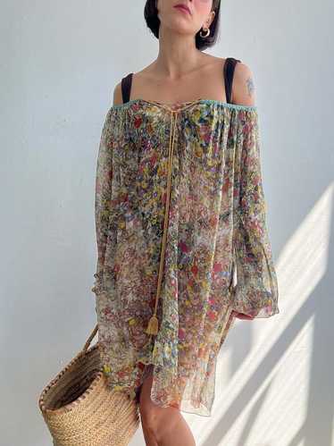 Vintage Sheer Impressionist Silk Flowy Tunic - Flo