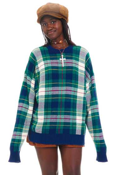 Vintage 90's Plaid Grandpa Sweater - OSFM