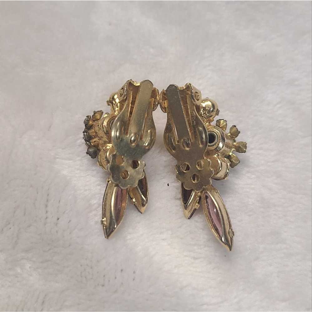 Vintage Vintage 50s Clip On Rhinestone Earrings - image 3