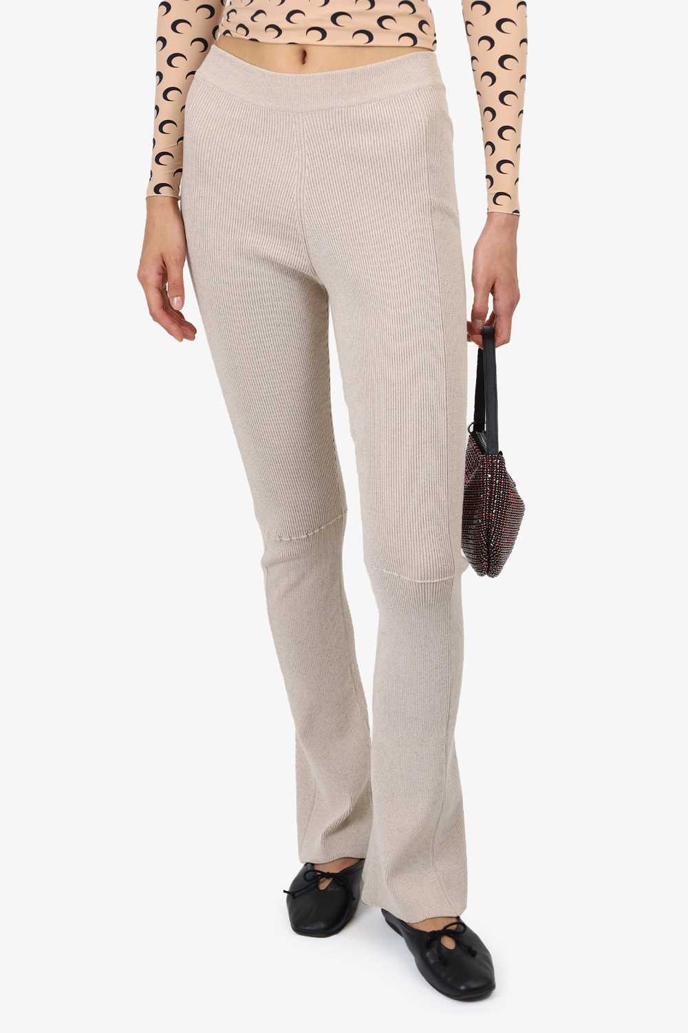 Jacquemus Beige Ribbed Wide Leg Pants Size 36 - image 2