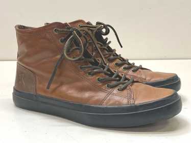 Frye Brown Leather Lace Up High Top Sneakers Size… - image 1