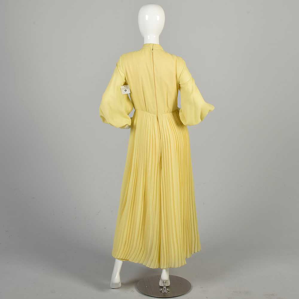 1970's Medium Jumpsuit Pleated Rhinestone Butter … - image 4