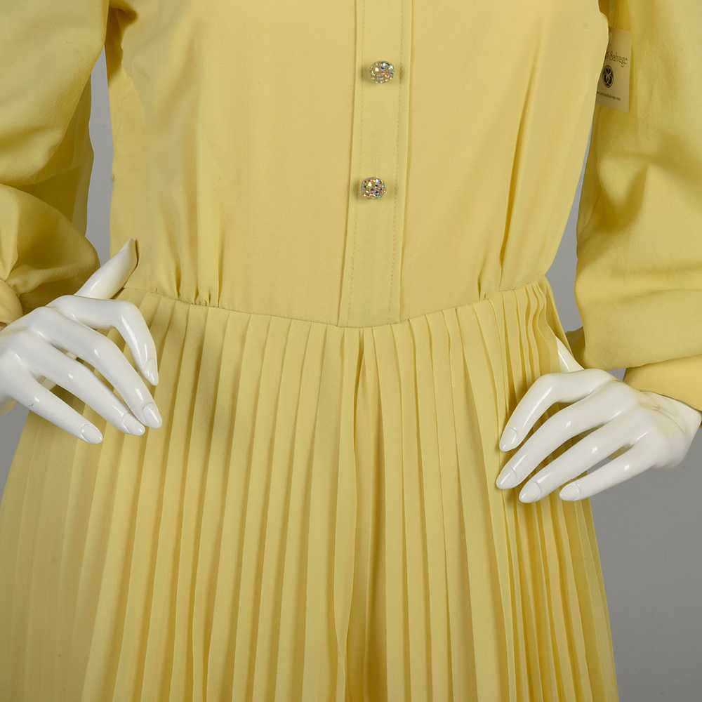 1970's Medium Jumpsuit Pleated Rhinestone Butter … - image 6