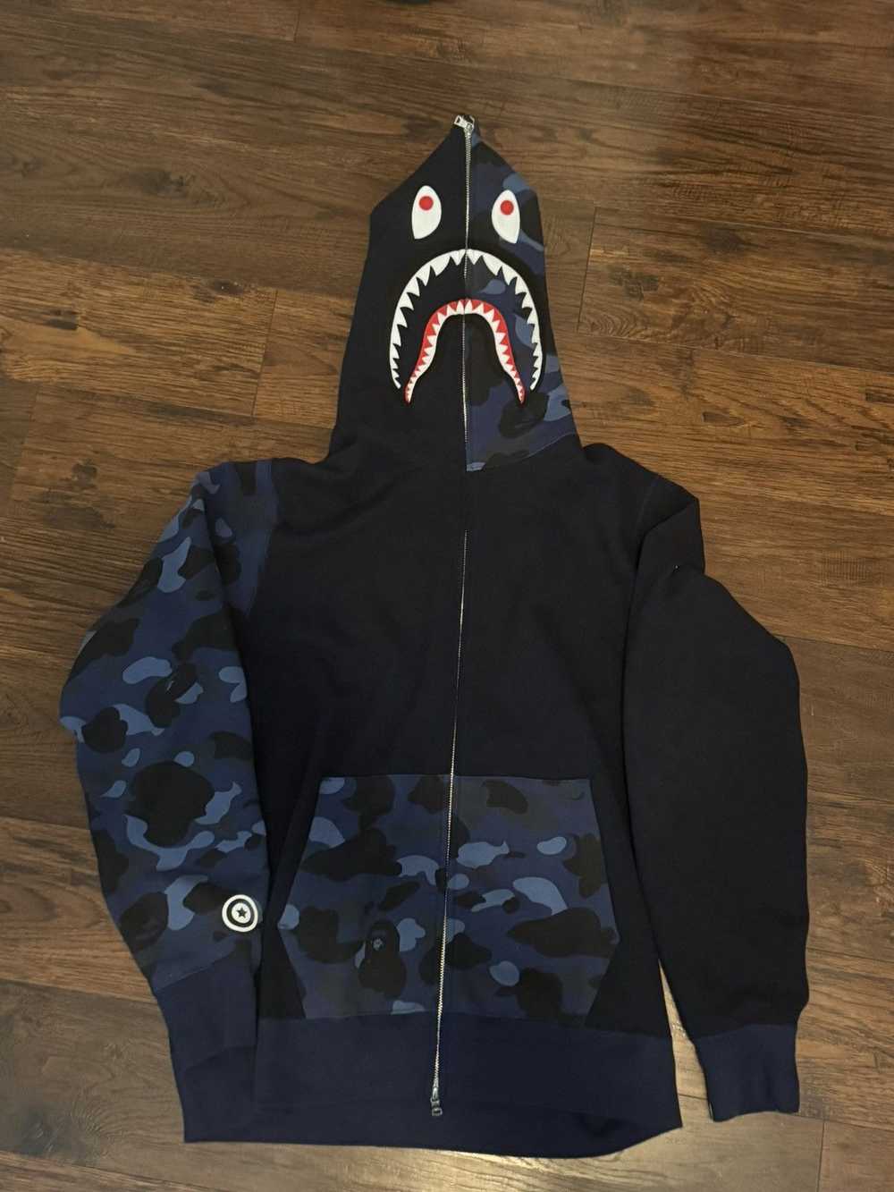 Bape Bape Blue Shark Full Zip Hoodie - image 1