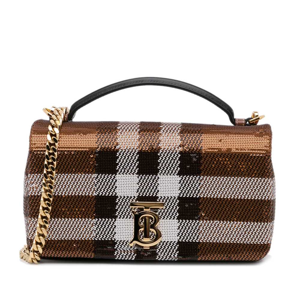 Brown Burberry Small Sequin Check Lola Satchel - image 1