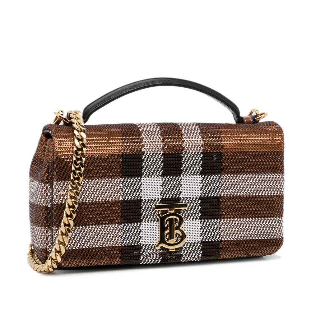 Brown Burberry Small Sequin Check Lola Satchel - image 2