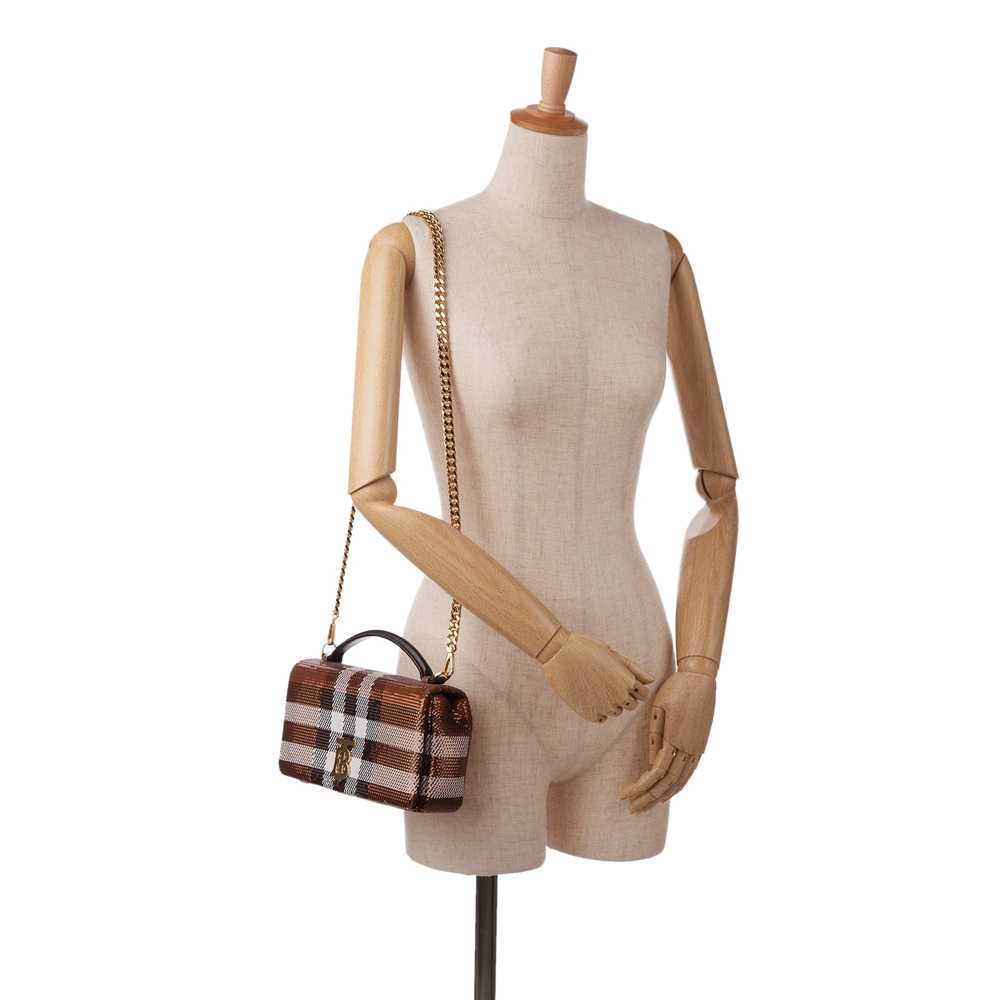 Brown Burberry Small Sequin Check Lola Satchel - image 8