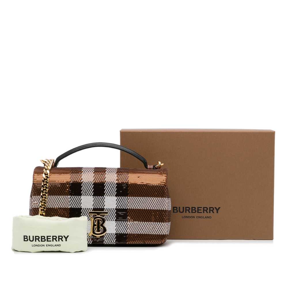 Brown Burberry Small Sequin Check Lola Satchel - image 9