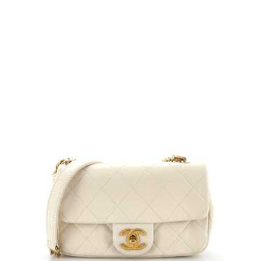 CHANEL Crystal Pearls Chain Flap Bag Quilted Calfs