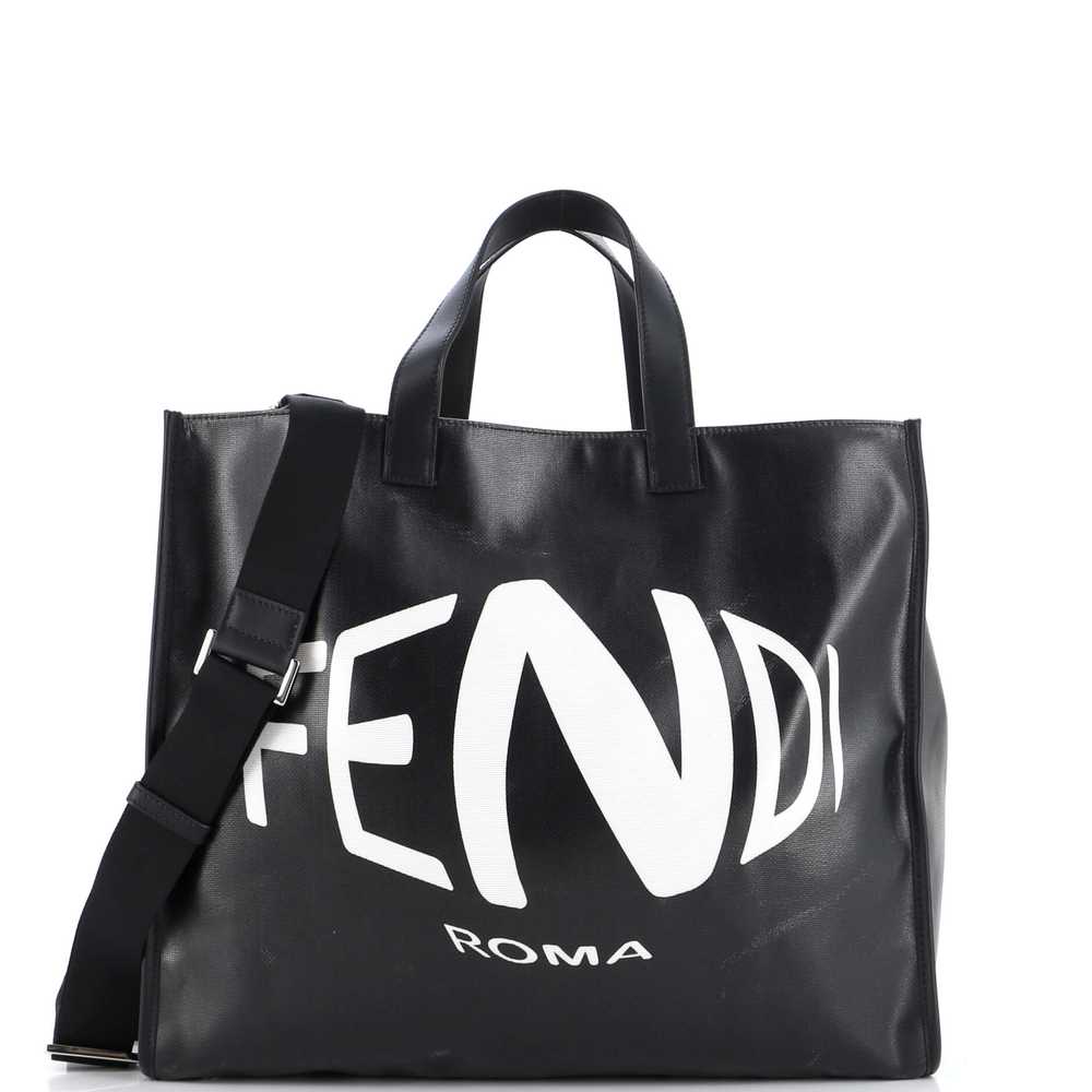 FENDI Logo Shopper Tote Vertigo Coated Canvas Lar… - image 1