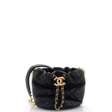 CHANEL About Pearls Bucket Bag Quilted Calfskin Mi