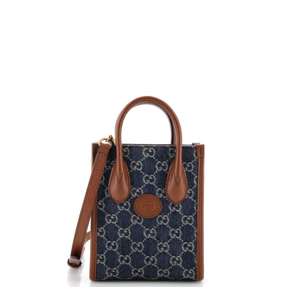 GUCCI Interlocking G Patch Tote GG Denim Mini - image 1