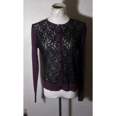 Vintage Women's GRAMERCY 22 Purple Black Cardigan… - image 1