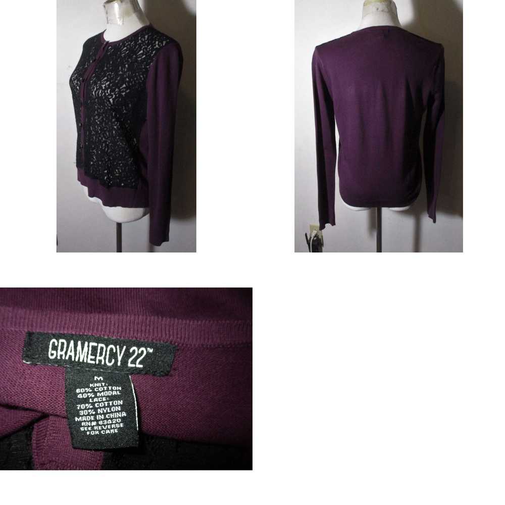 Vintage Women's GRAMERCY 22 Purple Black Cardigan… - image 4