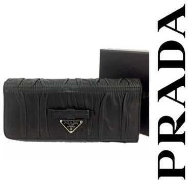 Prada PRADA NAPPA Bow Triangle Logo Ribbon Gather 