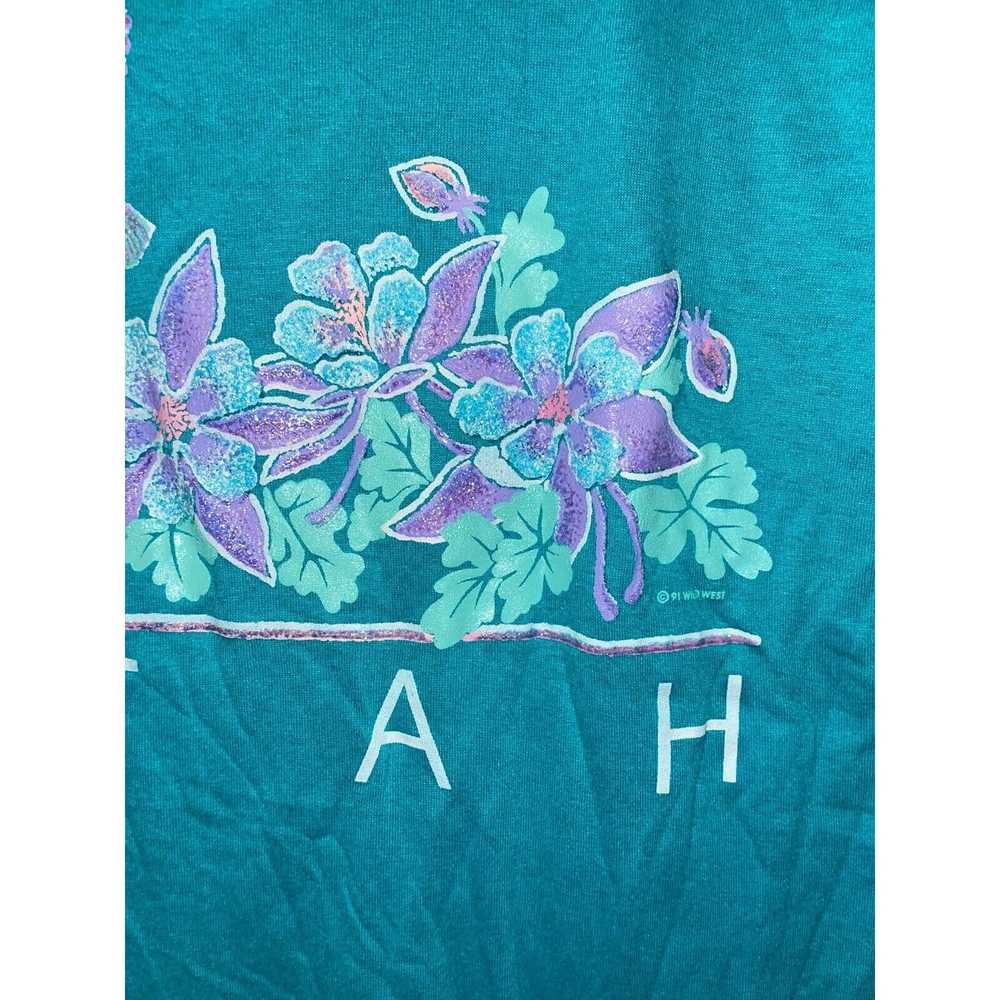 Jerzees 90s Vintage Utah Blue Hummingbird Graphic… - image 4