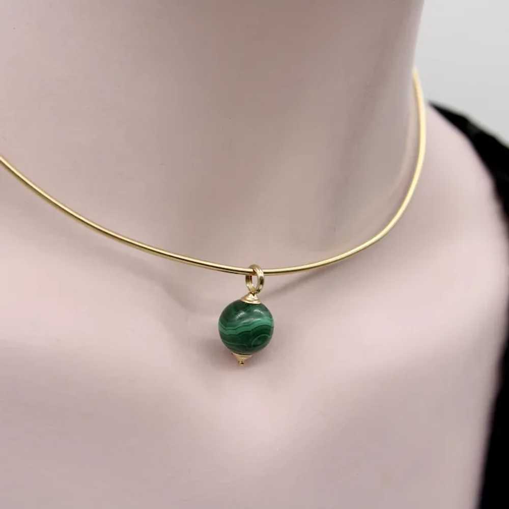 Vintage 14K Gold Malachite Bead Charms or Earring… - image 7